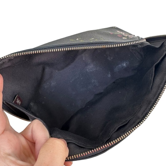 COACH Floral Midnight Multi Leather Large Cosmetic Travel Pouch Bag Case - Picture 10 of 12